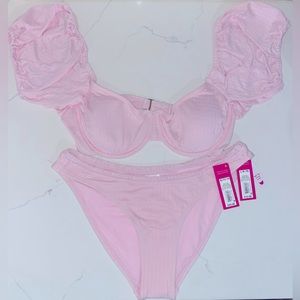 Target Xhilaration 2-Piece Pink Puff Sleeve Swimsuit